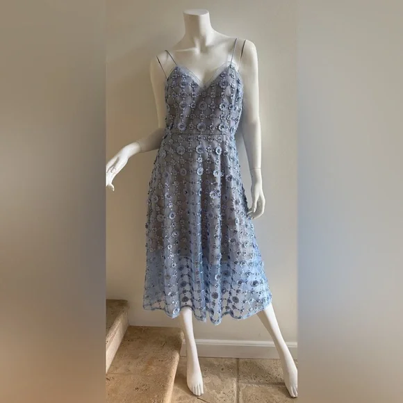 AIDAN MATTOX Blue Floral Spaghetti Strap Dress size 10 - Picture 1 of 8